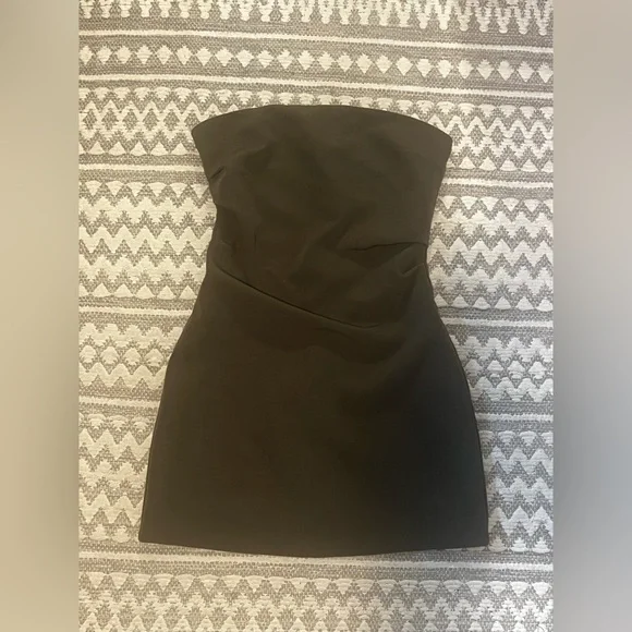 Zara | Dresses | Zara Chic Army Green Strapless Dress | Poshmark
